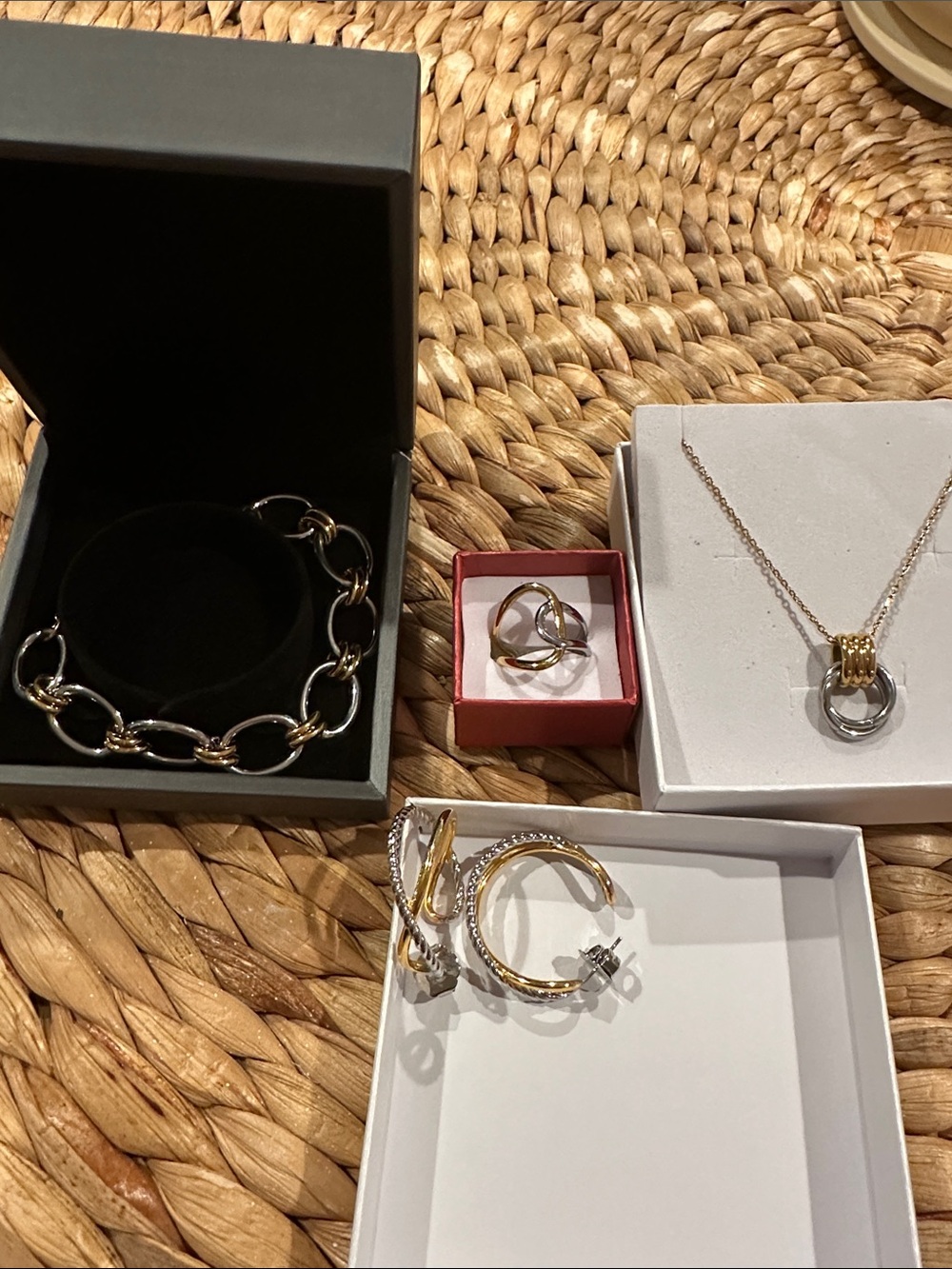 Two-Tone Gold and Silver 4 piece set- Women Jewelry